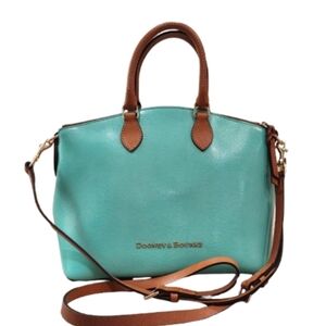 Dooney & Bourke Discontinued DOMED SATCHEL GX968 RW Turquoise Teal Brown Leather
